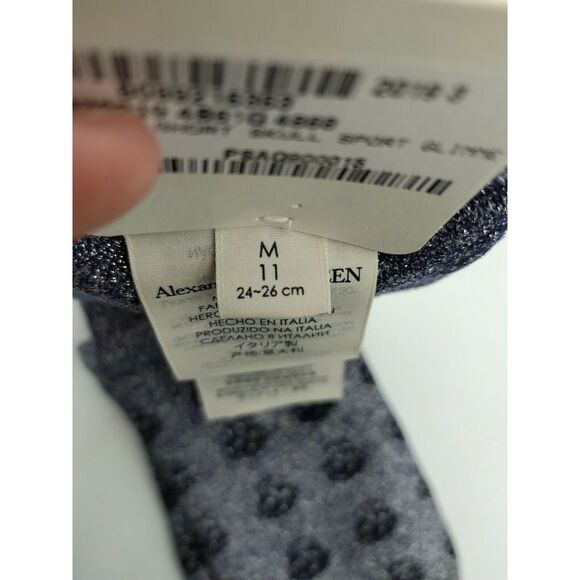 Alexander McQueen Men Mid-Calf Dark Blue Metallic Sport Socks M